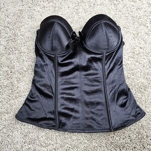 Morbid Threads Black Bustier Corset Top Bow Lingerie Size 34B Push Up Strapless